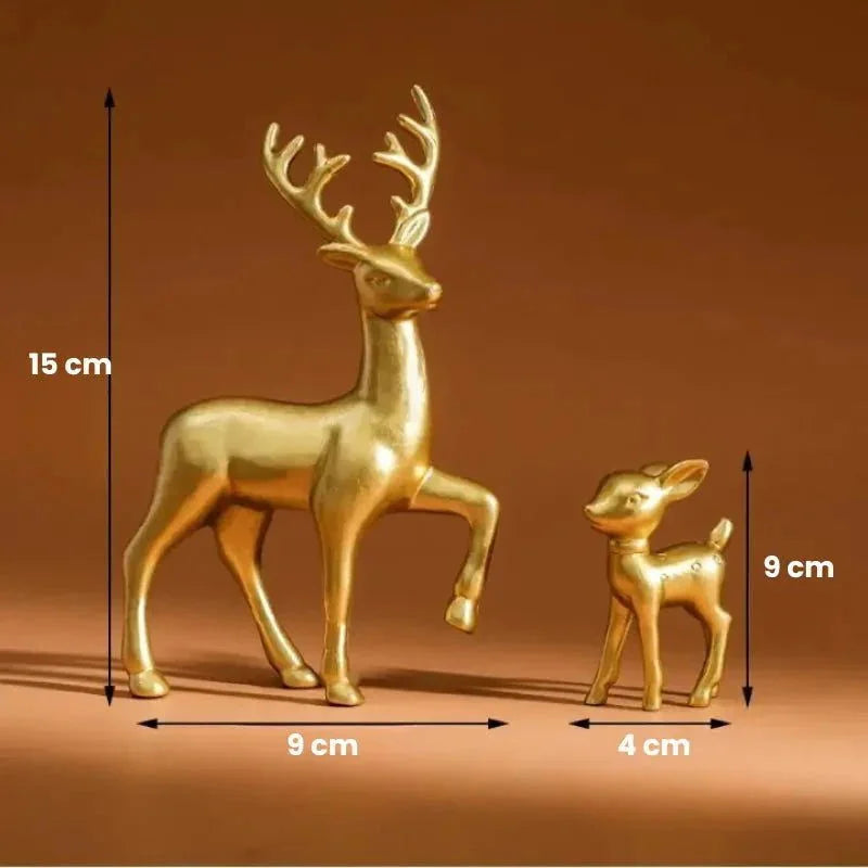 Par de Esculturas de Rena em Resina para Decoração de Natal