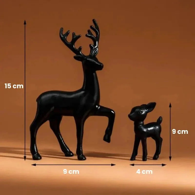 Par de Esculturas de Rena em Resina para Decoração de Natal
