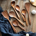Kit Utensílios de Cozinha 7 Peças em Madeira Teca