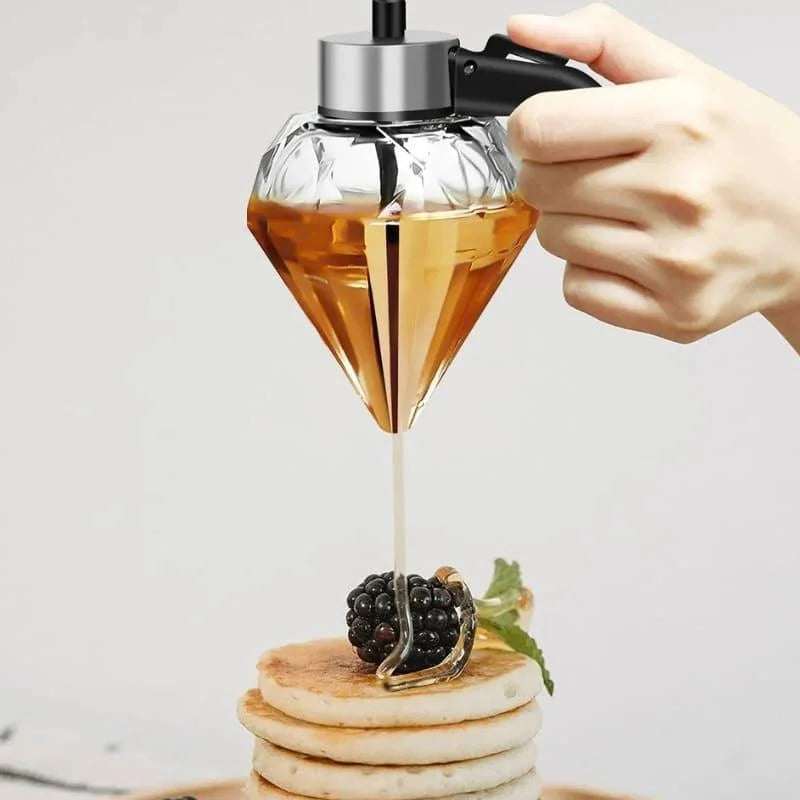 Meleira de Vidro Dispenser para Mel com Base de Aço Inox