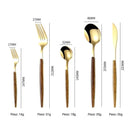 Jogo de Talheres de Aço Inox 30 Peças com Cabo Amadeirado