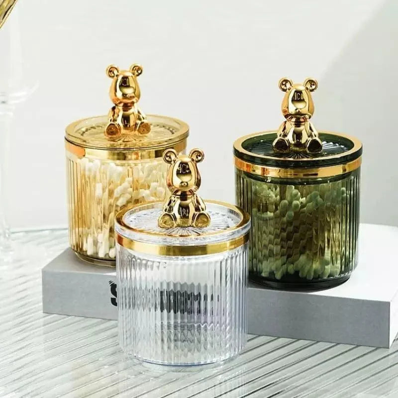 Organizador Porta Cotonete e Algodão Acrílico para Banheiro e Beleza