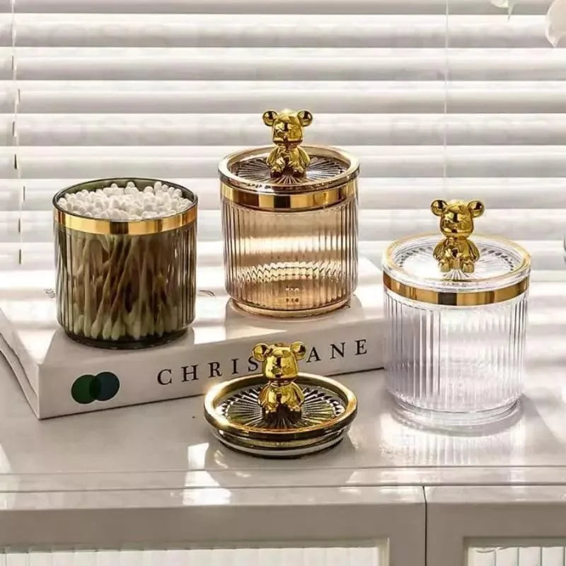 Organizador Porta Cotonete e Algodão Acrílico para Banheiro e Beleza