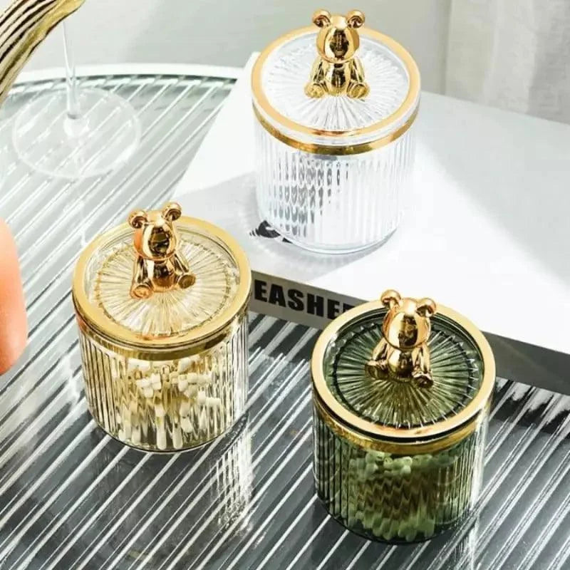 Organizador Porta Cotonete e Algodão Acrílico para Banheiro e Beleza