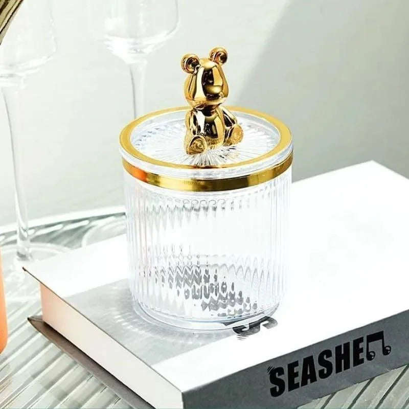 Organizador Porta Cotonete e Algodão Acrílico para Banheiro e Beleza