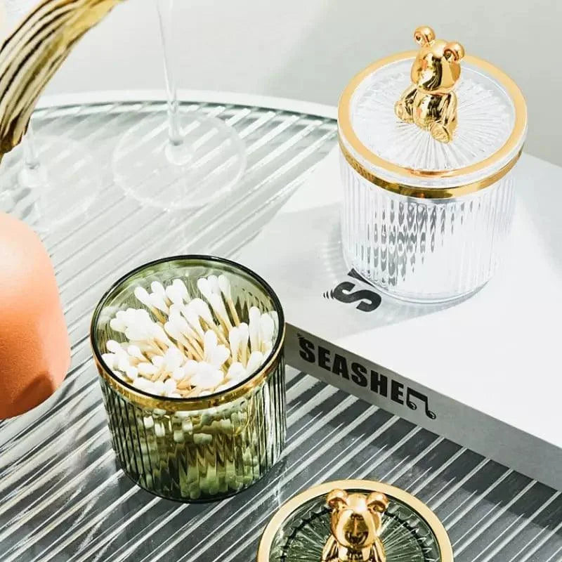 Organizador Porta Cotonete e Algodão Acrílico para Banheiro e Beleza