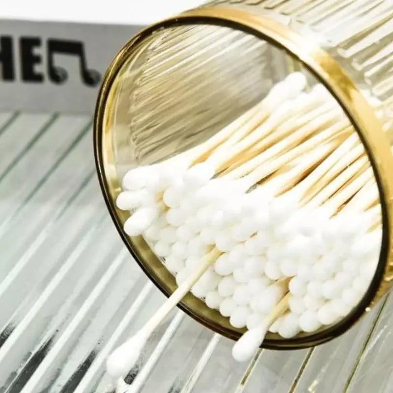 Organizador Porta Cotonete e Algodão Acrílico para Banheiro e Beleza