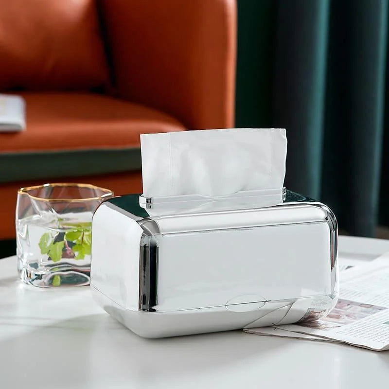 Caixa Porta-lenço e Papel Cromada para Decoração e Organização