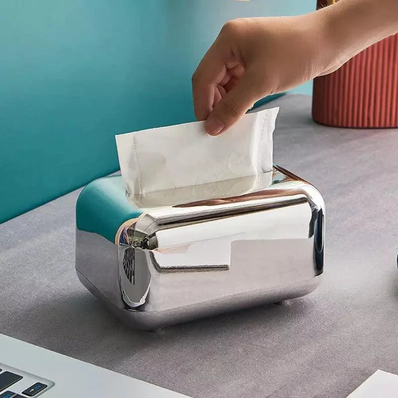 Caixa Porta-lenço e Papel Cromada para Decoração e Organização