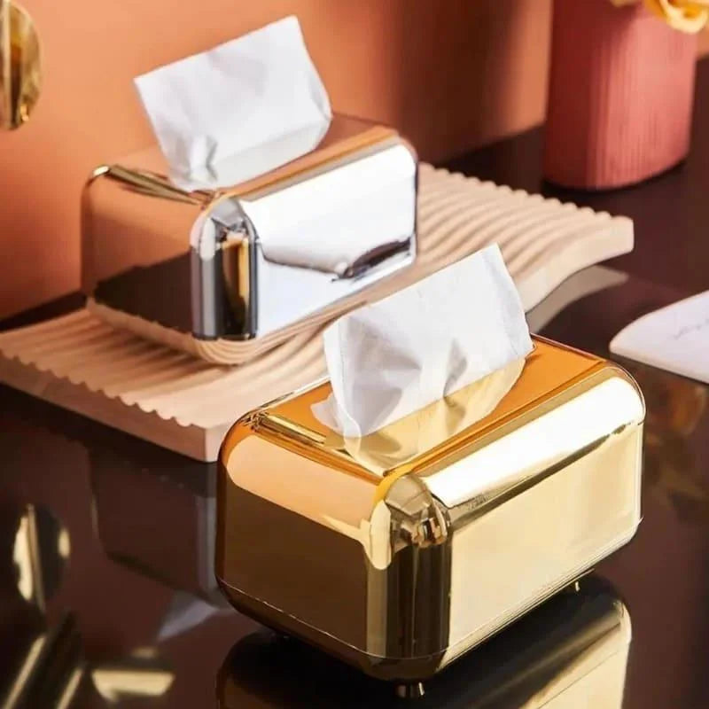Caixa Porta-lenço e Papel Cromada para Decoração e Organização