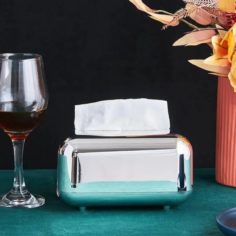 Caixa Porta-lenço e Papel Cromada para Decoração e Organização