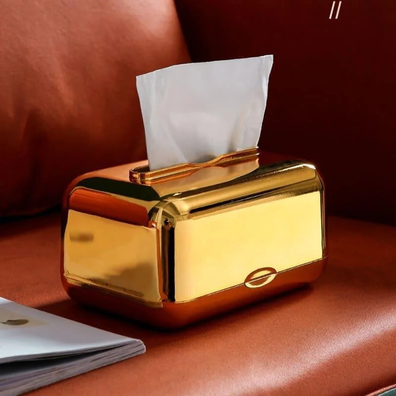 Caixa Porta-lenço e Papel Cromada para Decoração e Organização