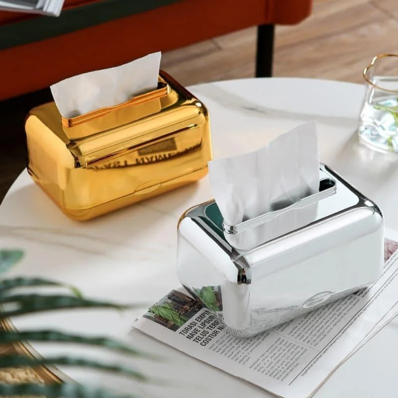 Caixa Porta-lenço e Papel Cromada para Decoração e Organização