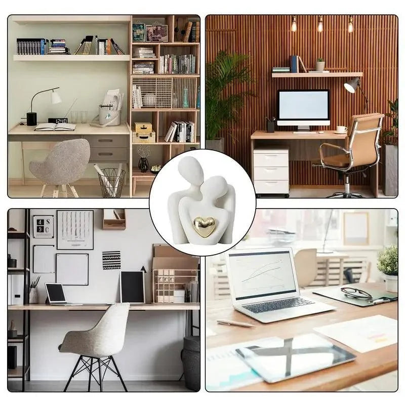 Estátua de Casal em Cerâmica para Decoração Moderna