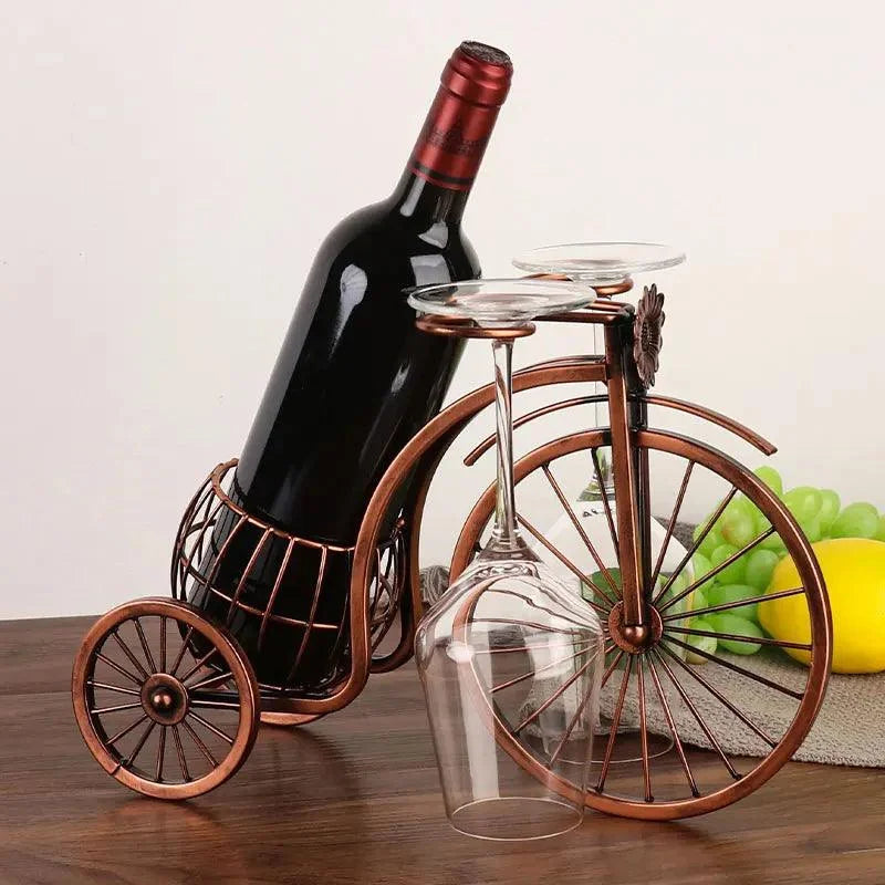 Porta Vinho Decorativo Metal Formato Bicicleta Design Retro Cobre