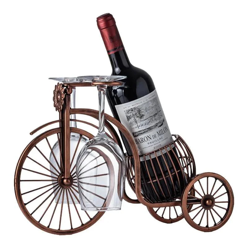 Porta Vinho Decorativo Metal Formato Bicicleta Design Retro Cobre